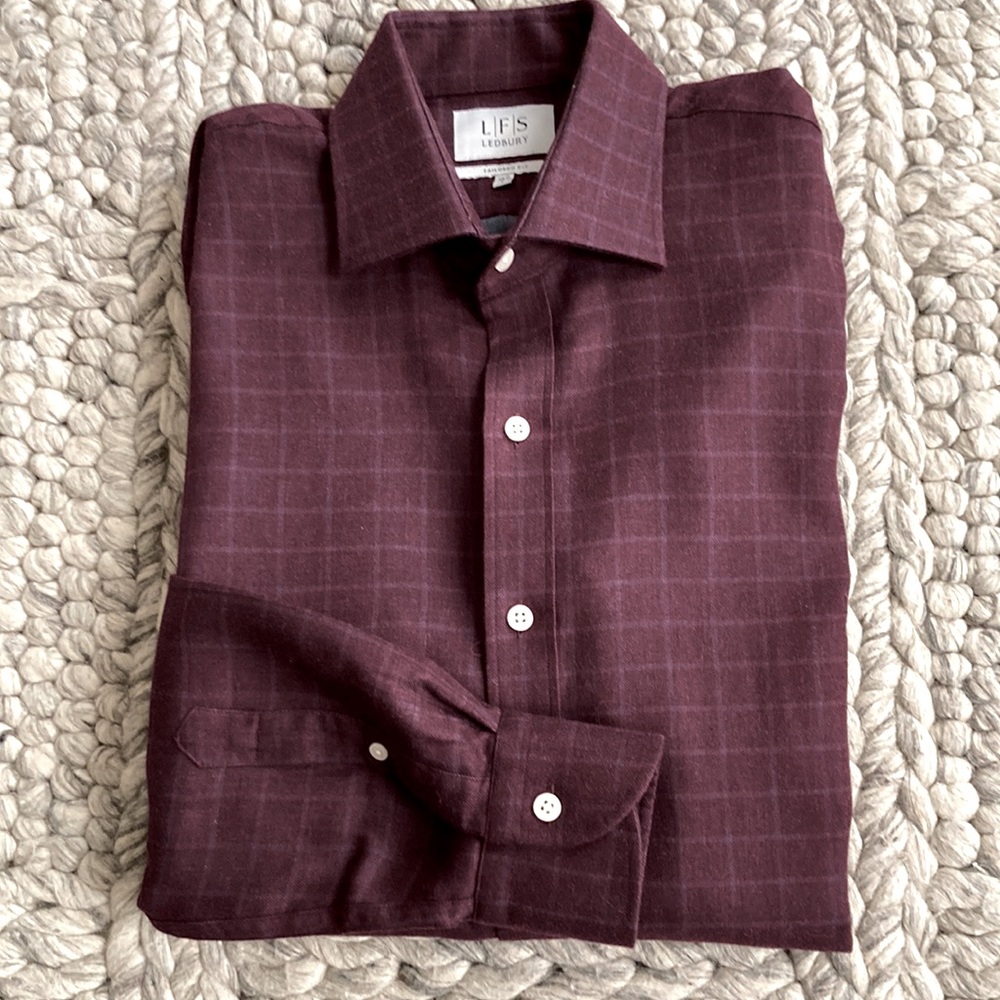 Men's Burgundy Casual Button Down Shirt